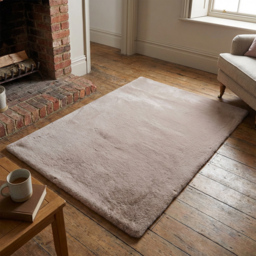 Lux Rabbit Faux Fur Rug - Taupe - Wilko - thumbnail 5