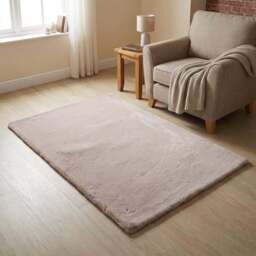Lux Rabbit Faux Fur Rug - Taupe - Wilko - thumbnail 7