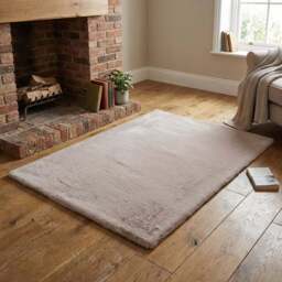 Lux Rabbit Faux Fur Rug - Taupe - Wilko - thumbnail 6