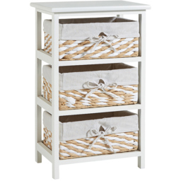 Home Source Norfolk 3 Basket Drawer White Storage Cabinet - Size: 60 x 27 x 37cm - Wilko - thumbnail 3