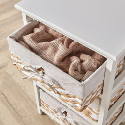 Home Source Norfolk 3 Basket Drawer White Storage Cabinet - Size: 60 x 27 x 37cm - Wilko - thumbnail 7