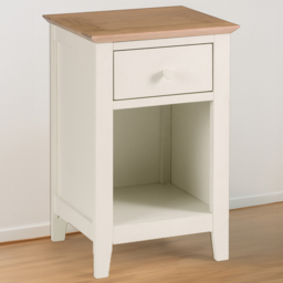 Julian Bowen Salerno Shaker Single Drawer Ivory and Oak Bedside Table - Wood - Wilko - thumbnail 1