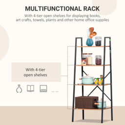 Portland 4 Shelf Vintage Black brown Ladder Bookcase - Wilko - thumbnail 6