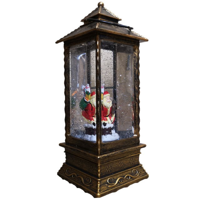 Samuel Alexander Antique Christmas Santa Scene Water Spinner Lantern 27cm - Size: 27 x 10 x 10cm - Brown - Wilko - image 1