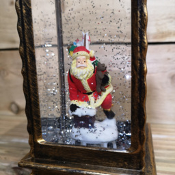 Samuel Alexander Antique Christmas Santa Scene Water Spinner Lantern 27cm - Size: 27 x 10 x 10cm - Brown - Wilko - thumbnail 4