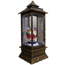 Samuel Alexander Antique Christmas Santa Scene Water Spinner Lantern 27cm - Size: 27 x 10 x 10cm - Brown - Wilko - thumbnail 1