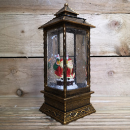 Samuel Alexander Antique Christmas Santa Scene Water Spinner Lantern 27cm - Size: 27 x 10 x 10cm - Brown - Wilko - thumbnail 3