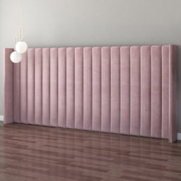 Aspire Furniture Grandeur Blush Plush Velvet Wing Headboard - Size: Emperor - Pink - Aspire Beds - Wilko - thumbnail 1