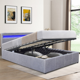 Comfy Living Small Double Light Grey Ottoman Bed Frame with LED - Wilko