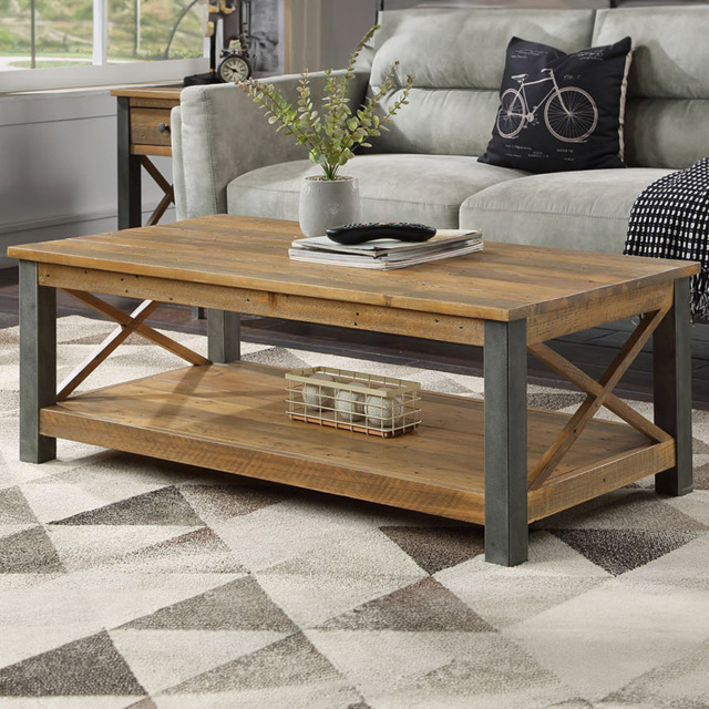 Baumhaus Urban Elegance Single Shelf Reclaimed Coffee Table - Brown - Wilko - image 1