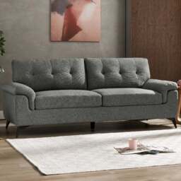 Home Detail Dylan 3 Seater Dark Grey Linen Sofa - Wilko