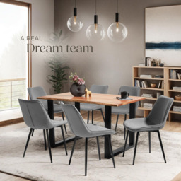 tectake Monroe Set of 4 Grey Velvet Padded Dining Chair - Wilko - thumbnail 7