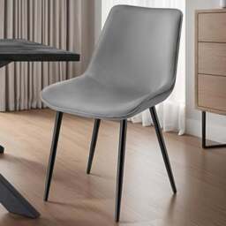 tectake Monroe Set of 4 Grey Velvet Padded Dining Chair - Wilko - thumbnail 1