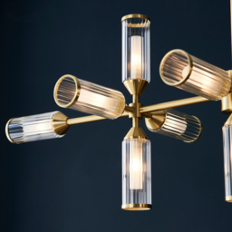 Merano Trieste Clear Frosted Glass Satin Brass Plate Multi Arm Pendant Ceiling Light - Size: 89.3 x 89.3 x 109cm - Brown - Wilko - thumbnail 7