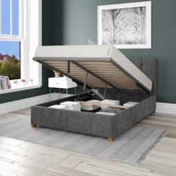 Aspire Hepburn Single Charcoal Firenze Velour Ottoman Bed - Grey - Aspire Beds - Wilko - thumbnail 3