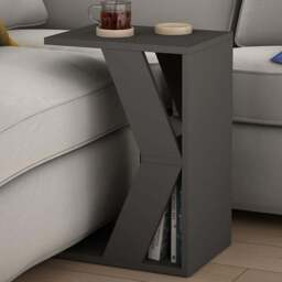 Decortie Naze 2 Shelf Anthracite Modern C Shaped Side Table - Size: 57 x 30 x 40cm - Black - Wilko - thumbnail 1