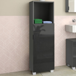 Loft24 Altas Single Door Single Drawer Grey Midi Cabinet - Size: 129 x 38 x 36cm - Wilko - thumbnail 1