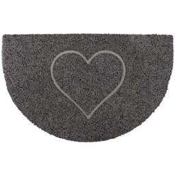 Oseasons Grey Heart Half Moon Doormat 70 x 44cm - Wilko