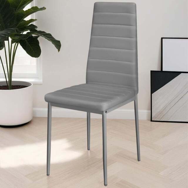 tectake Set of 4 Grey High Backrest Padded Dining Chair - Wilko - image 1