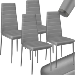 tectake Set of 4 Grey High Backrest Padded Dining Chair - Wilko - thumbnail 3