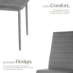 tectake Set of 4 Grey High Backrest Padded Dining Chair - Wilko - thumbnail 6