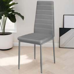 tectake Set of 4 Grey High Backrest Padded Dining Chair - Wilko