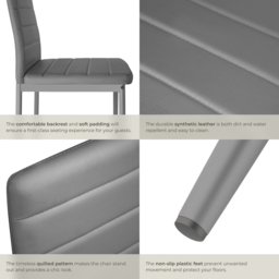 tectake Set of 4 Grey High Backrest Padded Dining Chair - Wilko - thumbnail 7