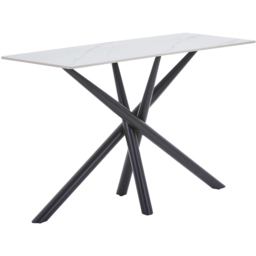 wilko Arlo White Wood Grain Ceramic Console Table - Size: 202 x 120 x 45cm - Shankar - thumbnail 3