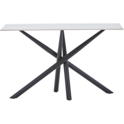wilko Arlo White Wood Grain Ceramic Console Table - Size: 202 x 120 x 45cm - Shankar - thumbnail 5