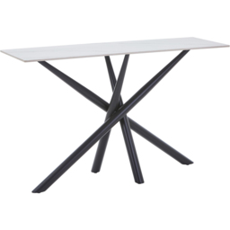 wilko Arlo White Wood Grain Ceramic Console Table - Size: 202 x 120 x 45cm - Shankar - thumbnail 4
