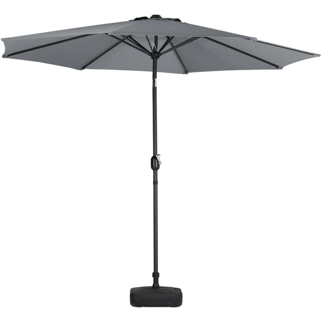 Living and Home Dark Grey Round Crank Tilt Parasol with Plastic Fillable Base 3m - Wilko - image 1