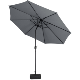 Living and Home Dark Grey Round Crank Tilt Parasol with Plastic Fillable Base 3m - Wilko - thumbnail 5