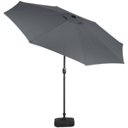Living and Home Dark Grey Round Crank Tilt Parasol with Plastic Fillable Base 3m - Wilko - thumbnail 7