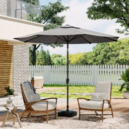 Living and Home Dark Grey Round Crank Tilt Parasol with Plastic Fillable Base 3m - Wilko - thumbnail 6