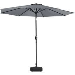 Living and Home Dark Grey Round Crank Tilt Parasol with Plastic Fillable Base 3m - Wilko