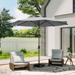 Living and Home Dark Grey Round Crank Tilt Parasol with Plastic Fillable Base 3m - Wilko - thumbnail 3