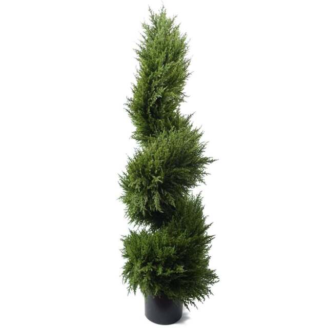 Leaf Artificial Spiral Cypress Tree 120cm - Size: 120 x 40 x 40cm - Green - Wilko