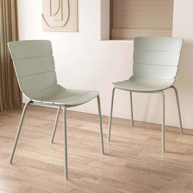 Core Products Bali Set of 2 Light Green Plastic Kitchen Chair - Wilko - image 1