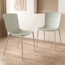 Core Products Bali Set of 2 Light Green Plastic Kitchen Chair - Wilko