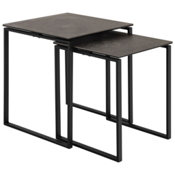 Florence Katrine Black Ceramic Square Nest of Coffee Tables Set of 2 - Size: 55 x 50 x 50cm - Furniture To Go - Wilko - thumbnail 4