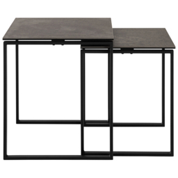 Florence Katrine Black Ceramic Square Nest of Coffee Tables Set of 2 - Size: 55 x 50 x 50cm - Furniture To Go - Wilko - thumbnail 3