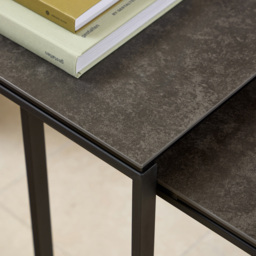 Florence Katrine Black Ceramic Square Nest of Coffee Tables Set of 2 - Size: 55 x 50 x 50cm - Furniture To Go - Wilko - thumbnail 6