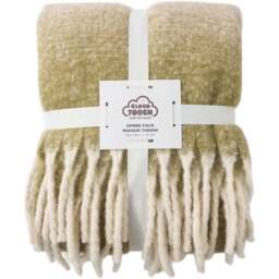 Cloud Touch Ombre Faux Mohair Fringed Green Throw 130 x 170cm - Size: 130 x 170 x 0.5cm - Greenoal - Wilko - thumbnail 1