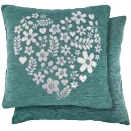 Serene Love Heart Aqua Cushion Cover 43 x 43cm - Blue - Wilko - thumbnail 1