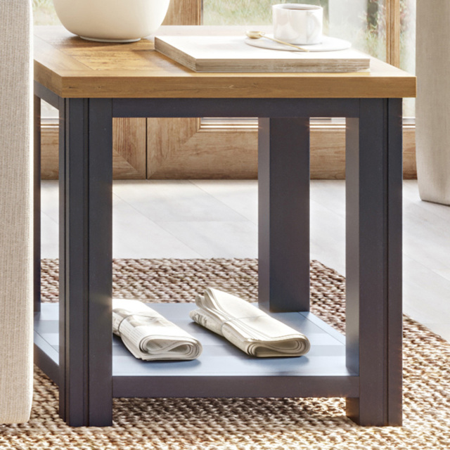 Baumhaus Splash of Blue Single Shelf Wooden Lamp Table - Wilko - image 1