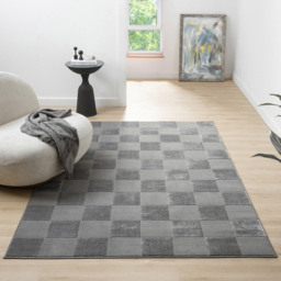 Desire Rugs Vellure Grey Metallic Sheen Grid Design Rug 60 x 220cm - Size: 220 x 60 x 1.1cm - Wilko - thumbnail 3