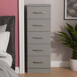Crowndale Avon 5 Drawer Dusk Grey Bedside Cabinet - Wilko