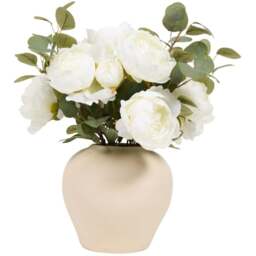 Peony and Eucalyptus Large Vase Arrangement Cream - Wilko - thumbnail 1
