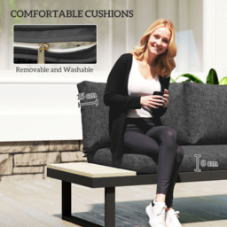 Outsunny 4 Seater L Shaped Aluminium Furniture Set with Coffee Table - Size: 64 x 68 x 160cm - Grey - Wilko - thumbnail 7