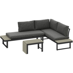 Outsunny 4 Seater L Shaped Aluminium Furniture Set with Coffee Table - Size: 64 x 68 x 160cm - Grey - Wilko - thumbnail 3